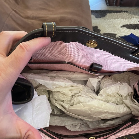 Dooney Bourke Cognac Double Strap Tassel Satchel NWT 11X14 - Picture 15 of 16